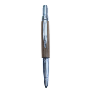 Beautiful handcrafted Burgundy Wine Barrell ballpoint pen made by Wig and Pens. Silver nib, tip and clip and a wood body.