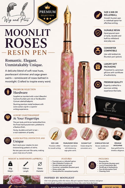 Moonlit Roses Resin Pen