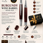 Burgundy Wine Barrel Wood Pen