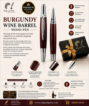 Burgundy Wine Barrel Wood Pen