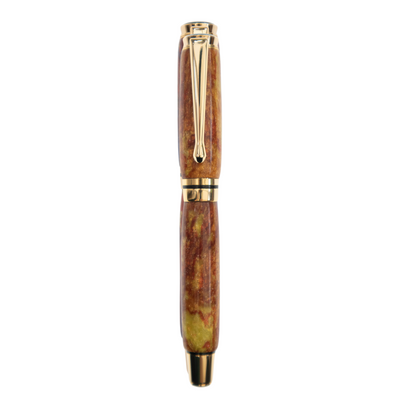 Liquid Honey Diamond dust and resin pen by Wig and Pens, South wales, UK. Image of the whole pen showing the gorgeous golden tones and diamond dust.